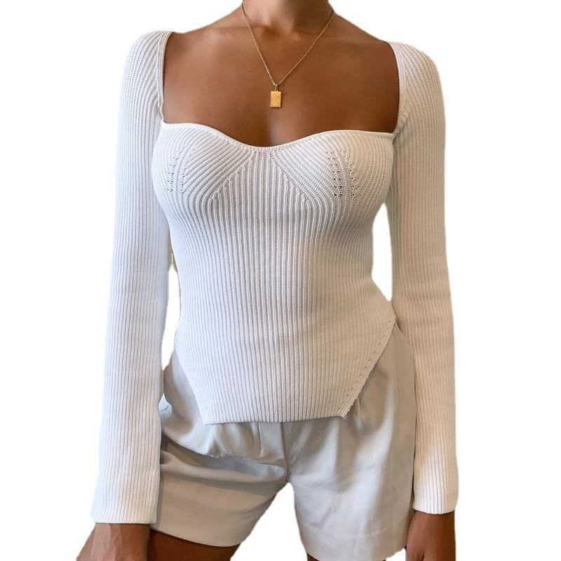 Women's Going Out Tops Ribbed Knit T Shirts Tops Y2k Tops Fall Winter Tops for Women 2023 Trendy | Amazon (US)