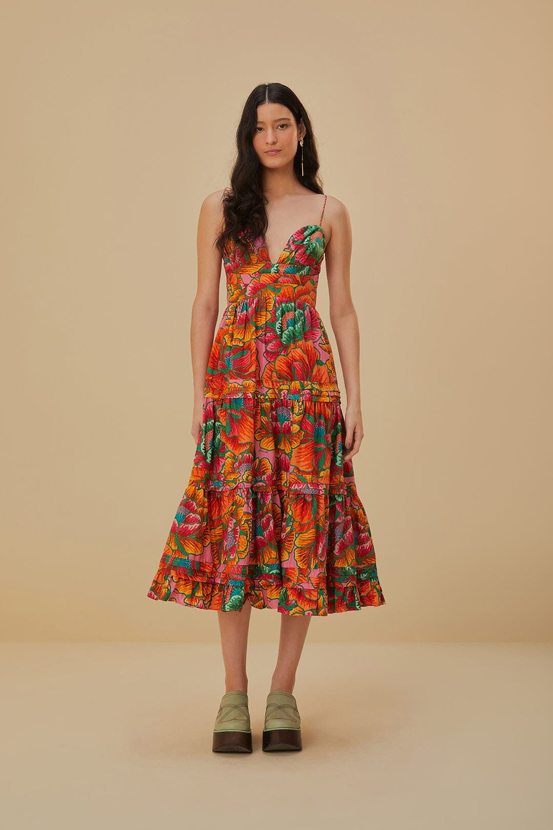 Pink Beaded Spring Sleeveless Maxi Dress | FarmRio (US)