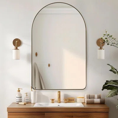 Hafsa Antique Arched Bathroom Vanity Mirror | Stainless Steel Frame | Wayfair North America