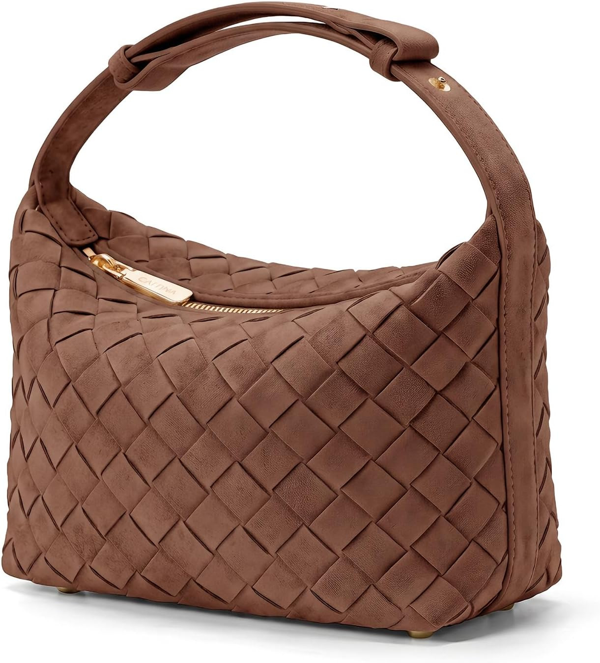 Woven Suede Shoulder Bag,Vegan Leather Hobo Handbag for Women | Amazon (US)