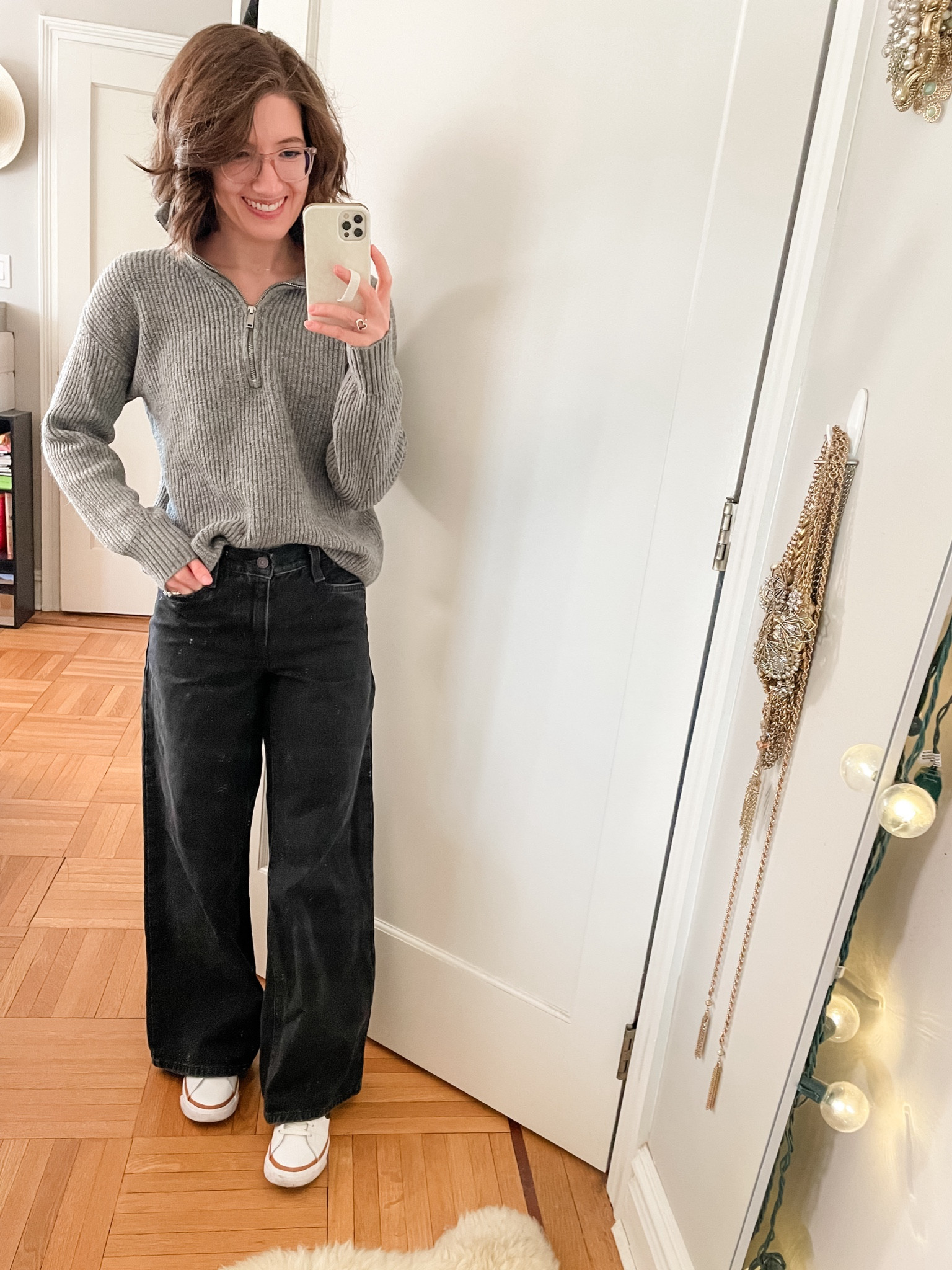 Half zip Sweater: TTS
Wide leg jeans: TTS
Sneakers: wearing kids size 6, I’m a true 7.5, should have gotten the 5.5

#LTKstyletip #LTKsalealert #LTKshoecrush