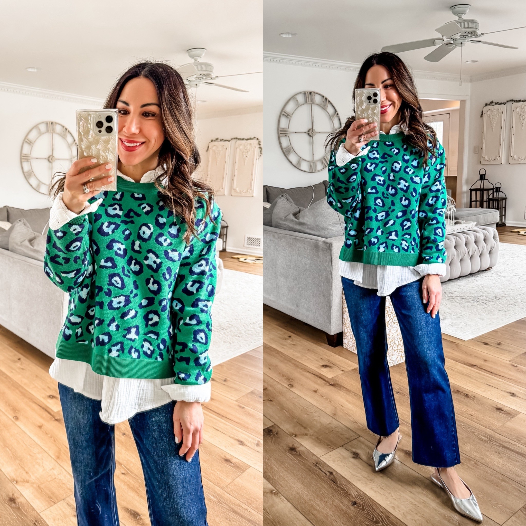 Small leopard sweater. Jeans 25.

#LTKWorkwear #LTKFindsUnder100 #LTKOver40