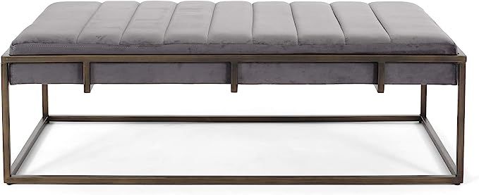 Great Deal Furniture Vassy Glam Velvet Ottoman Bench, Gray | Amazon (US)