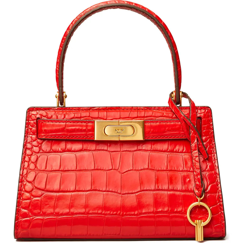 Tory Burch Lee Radziwill Croc Embossed Leather Tote in Brilliant Red at Nordstrom | Nordstrom
