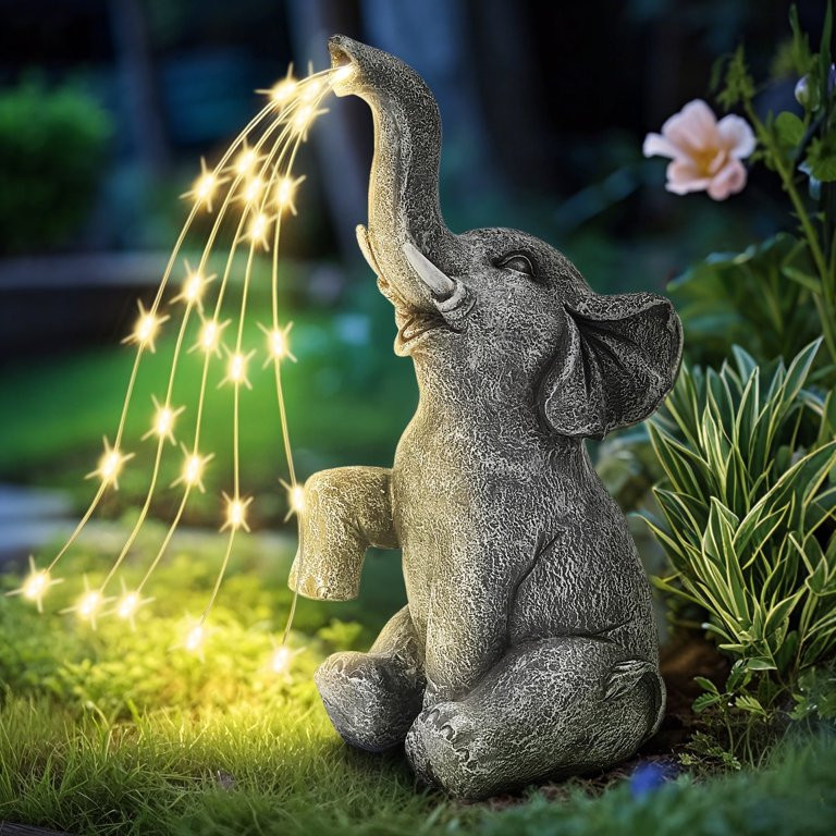 Elephant Decor Solar Elephant Statue, Elephant Garden Decor, Elephant Statue with LED Lights, Gif... | Walmart (US)