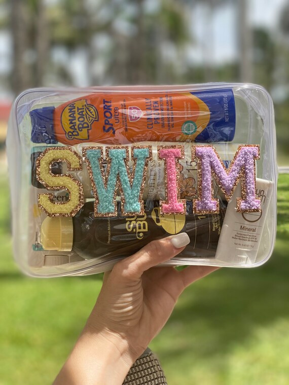 Personalized XL Clear Toiletry Bag, Travel Makeup Cosmetic Bag, Snacks, Nail, Medicine, Sunscreen... | Etsy (US)