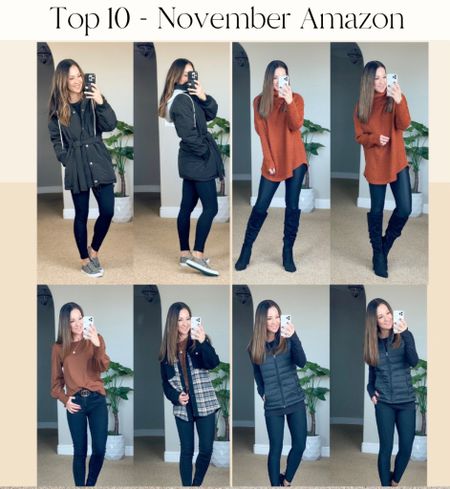 November Amazon Fashion Top sellers 

For reference: I’m 5’1”, 108lbs
Turtleneck sweater tunic small
Long sleeve tee - small
2-pack belts
Plaid & Denim Jacket small
24” Fleece lined leggings w/o pockets xs
Long sleeve tee
Puffer vest xs
No-show socks
25” Fleece lined leggings w/pockets xs
Hooded jacket w/belt XS
I also linked the longer lengths for the fleece lined leggings 

#LTKunder50 #LTKstyletip #LTKSeasonal