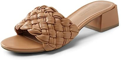 DREAM PAIRS Women's Braided Heels Open Toe Slip On Low Block Chunky Dressy Slide Sandals | Amazon (US)