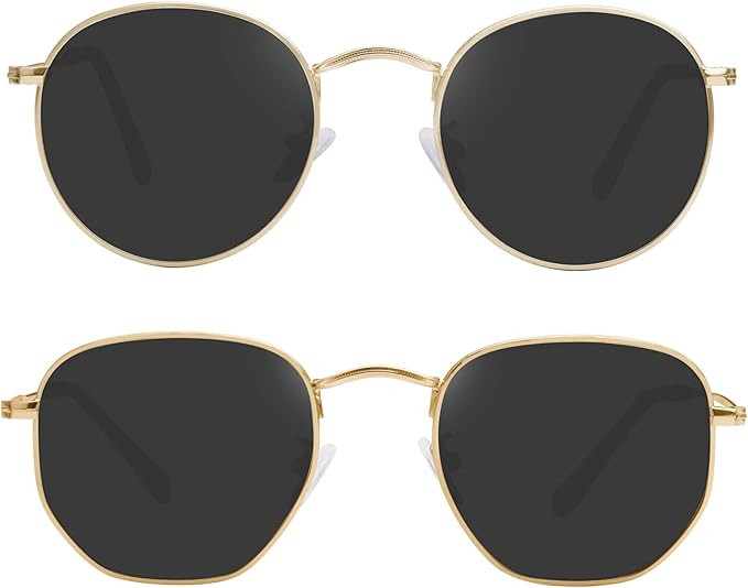 GRFISIA Small Round Polarized Sunglasses Women and Men Vintage Hexagon Square Sun glasses UV400 ... | Amazon (US)
