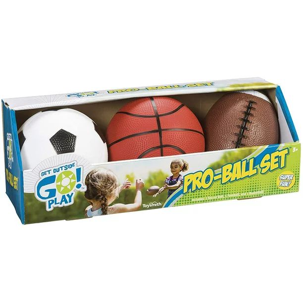 Toysmith Get Outside GO Pro-Ball Set, Pack of 3 (5-Inch Soccer Ball, 6.5-Inch Football and 5-Inch... | Walmart (US)