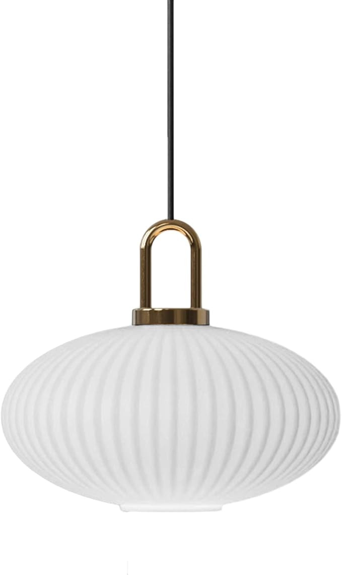 Debbte Industrial Vintage Pendant Lighting with Ribbed Glass Lamp Shade and Bronze Finish, Modern... | Amazon (US)