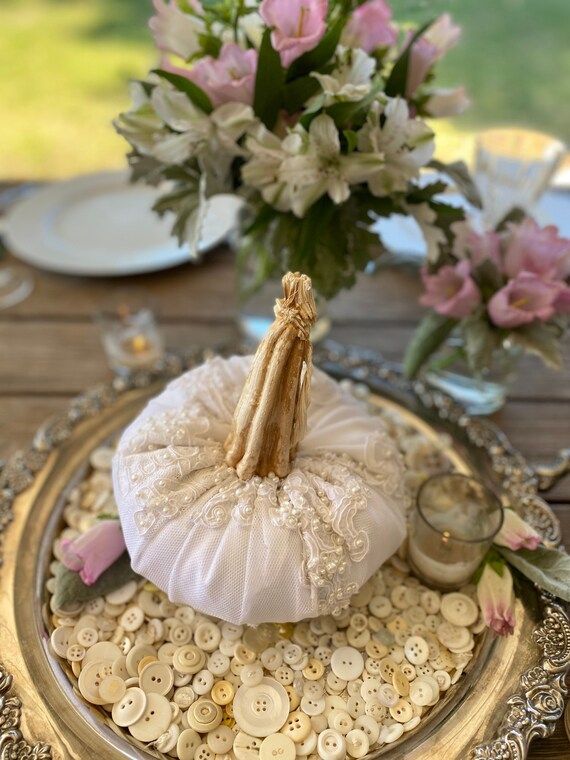 Fall Wedding Centerpiece White Wedding Pumpkins Embellished - Etsy | Etsy (US)