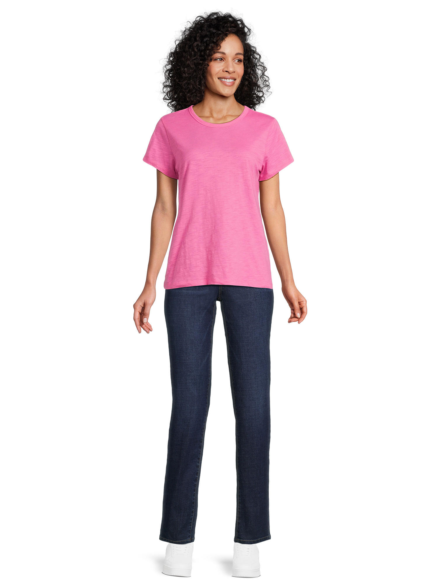 Time and Tru Women's Slub Texture Tee with Short Sleeves, Sizes S-XXXL - Walmart.com | Walmart (US)