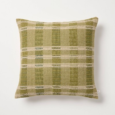 18"x18" Stripe Square Toss Pillow Green/Tan - Hearth & Hand™ with Magnolia | Target