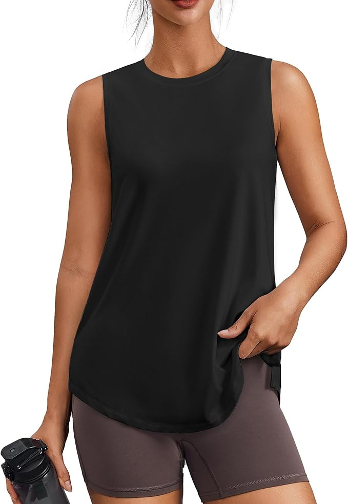 PINSPARK Workout Tops for Women Sleeveless Athletic Tank Tops UPF 50+ Running Tanks with Side Sli... | Amazon (US)