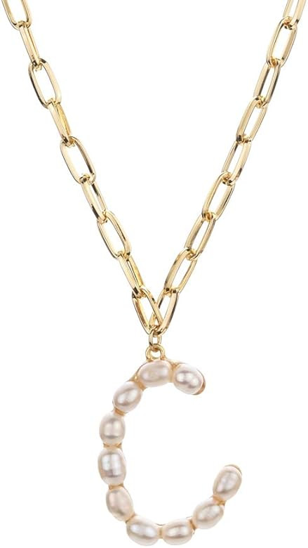 ZLYSF Initial Necklace for Women Girls Large Big Letter Necklace - Paperclip Chain Alphabet Penda... | Amazon (US)