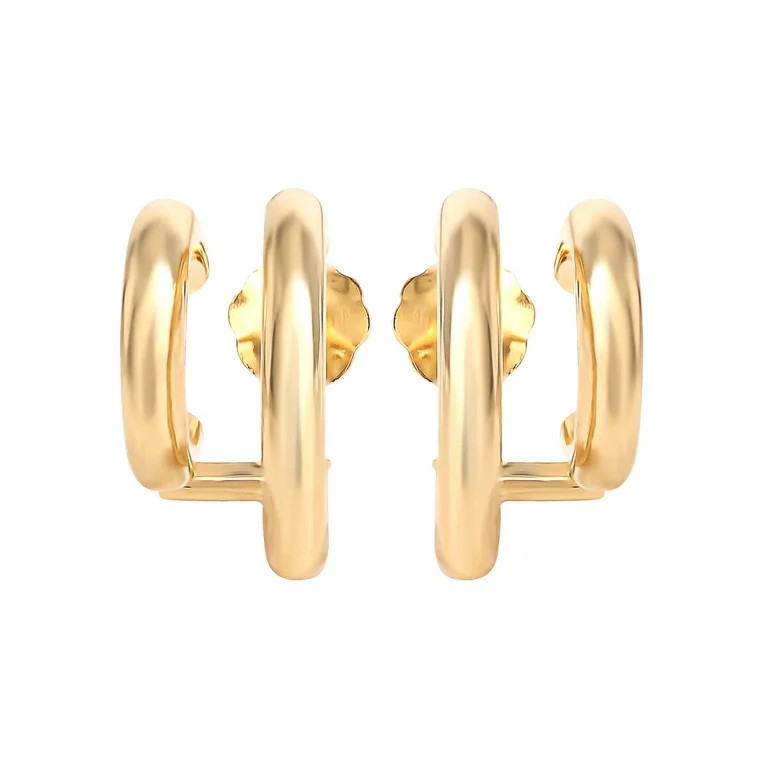 "JS Jessica Simpson Women’s Gold Plated Sterling Silver Double Hoop Stud Earrings" | Walmart (US)