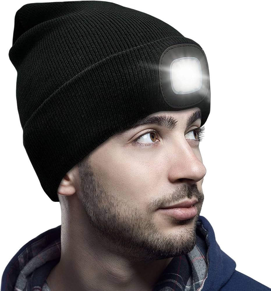 Unisex Beanie with Light, USB Rechargeable LED Headlamp Beanie, Gifts for Dad Father Men Husband ... | Amazon (US)