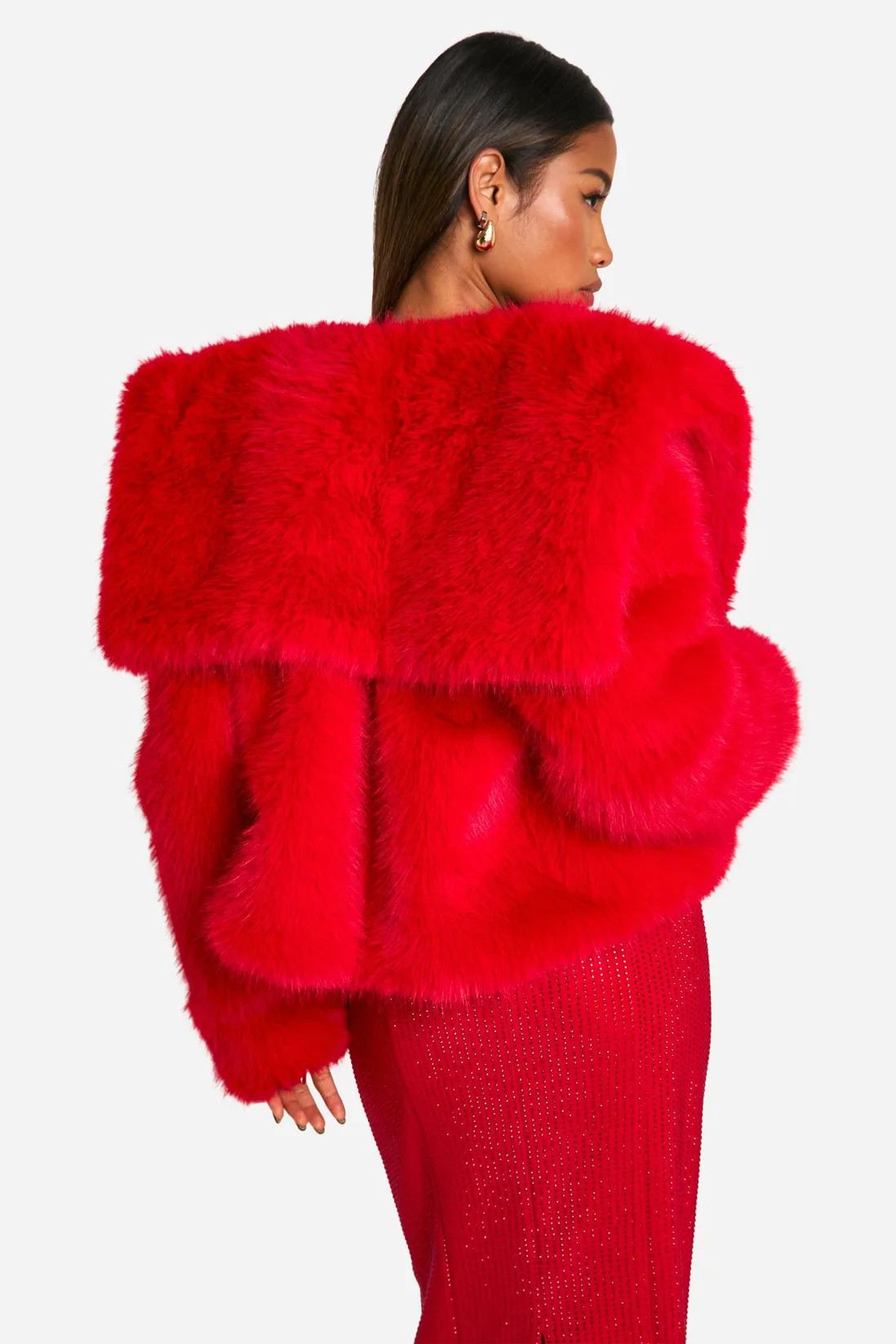 Petite Oversized Collar Faux Fur Jacket | boohoo (US & Canada)