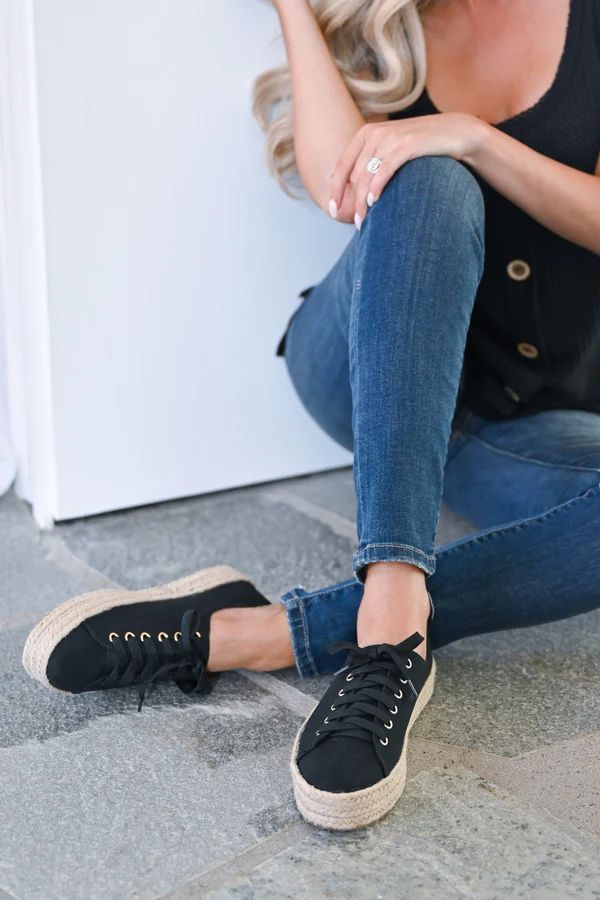 Jessica Espadrille Platform Sneakers - Black | Closet Candy Boutique US