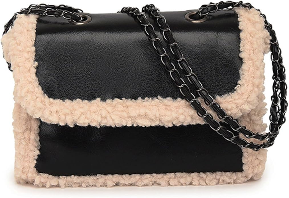Fur Purse Fur Trim Purse Sherpa Fleece Fluffy Shoulder Bag Small Furry Fuzzy Soft Winter Fall Fla... | Amazon (US)