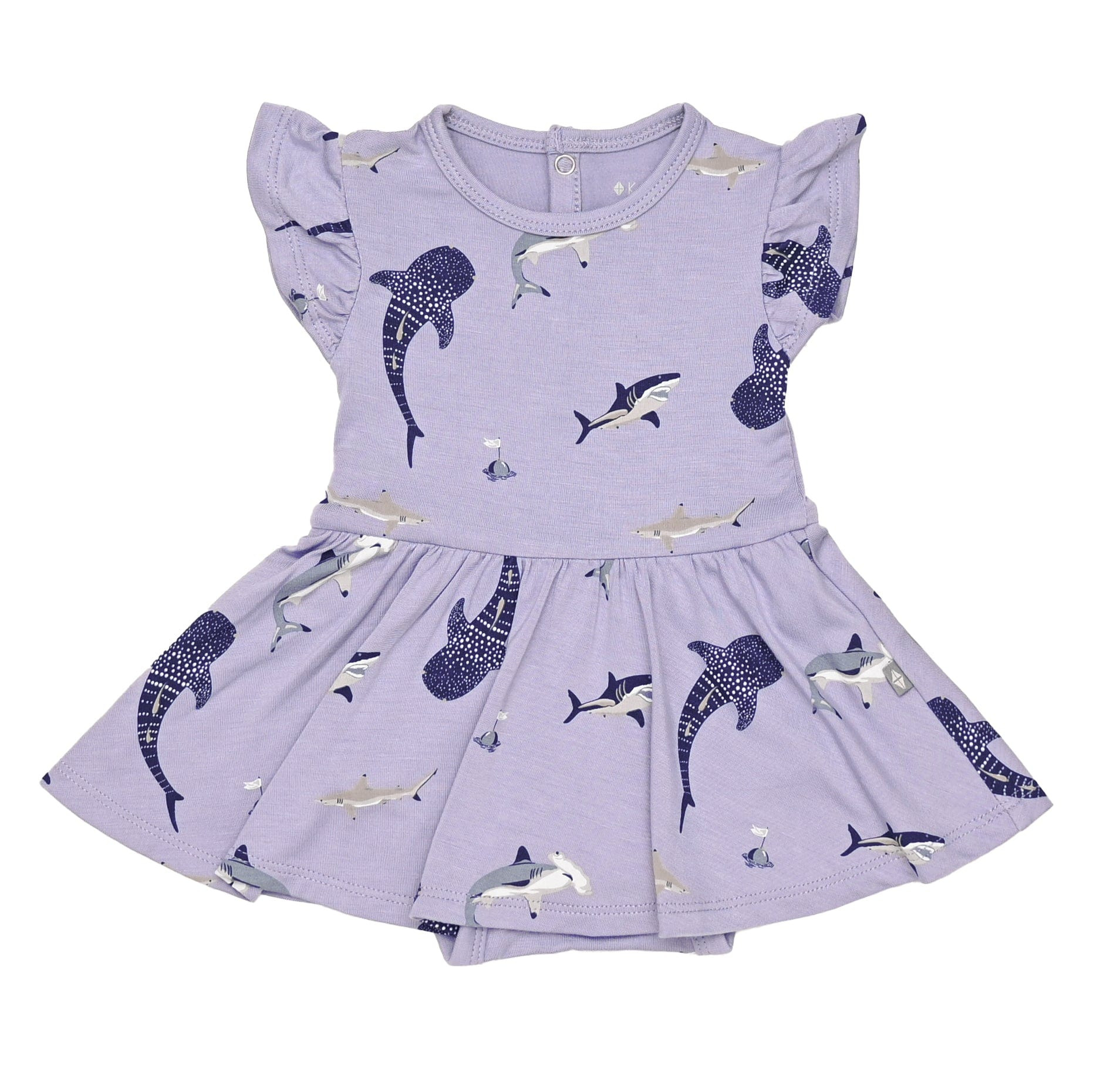 Twirl Bodysuit Dress in Taro Shark | Kyte BABY