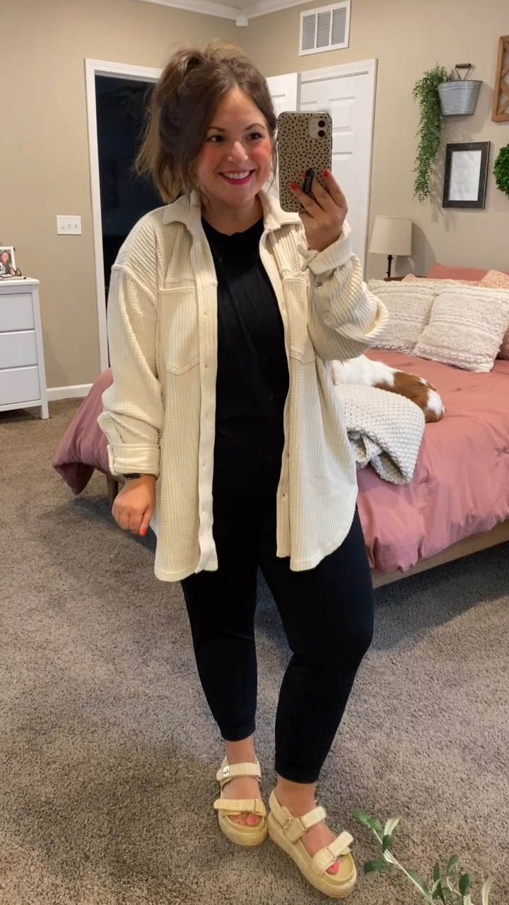 Sandals, joggers, a comfy tee + a button up. The absolute perfect fall transition fit!

sandals: fit a tad oversized // wearing a 5
joggers: fit true to size // wearing a petite large
muscle tee: fits true to size // wearing a large
button up: fits oversized // wearing a medium

Amazon, Target, Aerie

#LTKStyleTip #LTKFindsUnder50 #LTKFindsUnder100