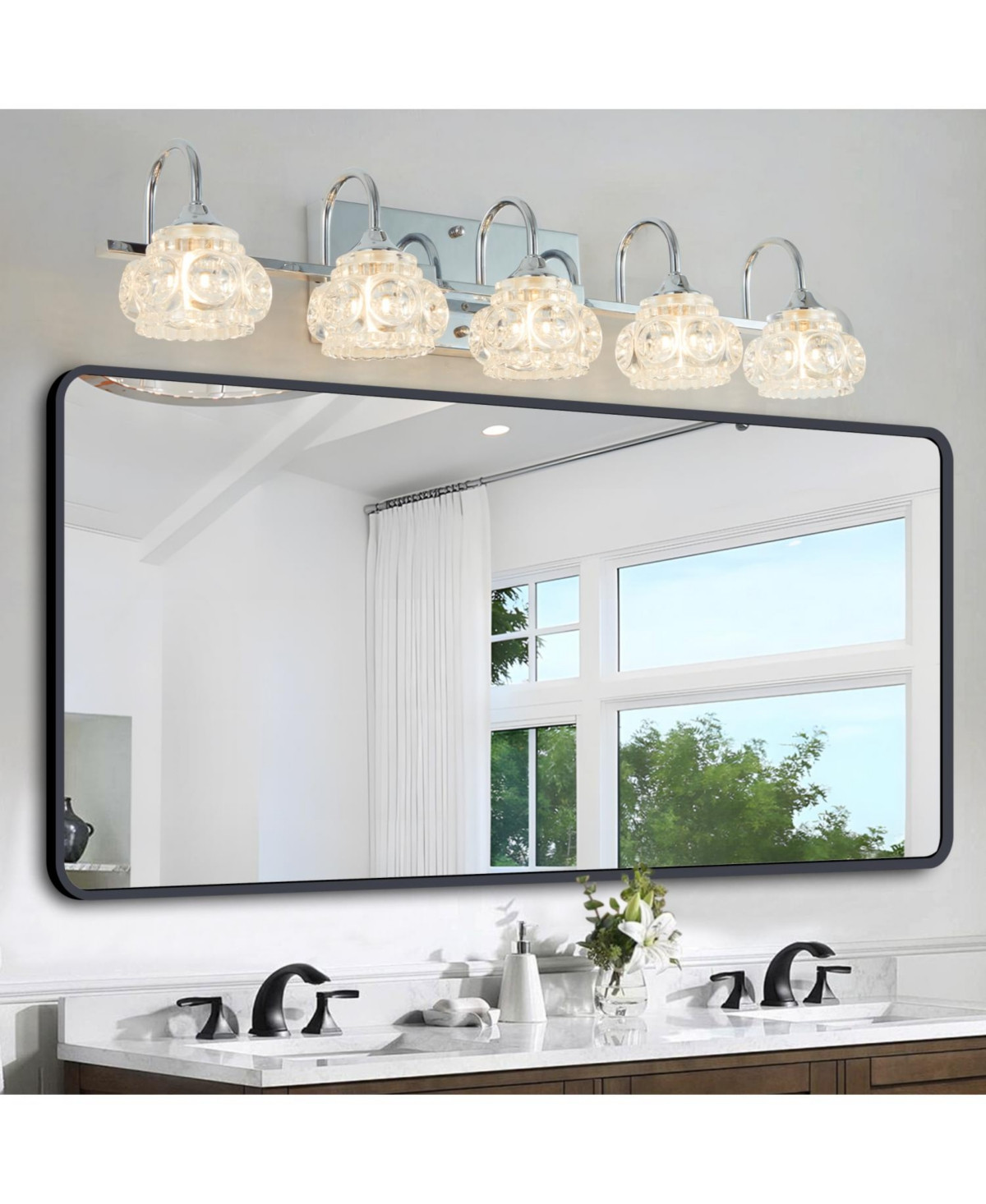 Streamdale Brushed Nickel Vintage Crystal Vanity Light (5-Light, No Bulbs) - Brushed nickel | Macy's