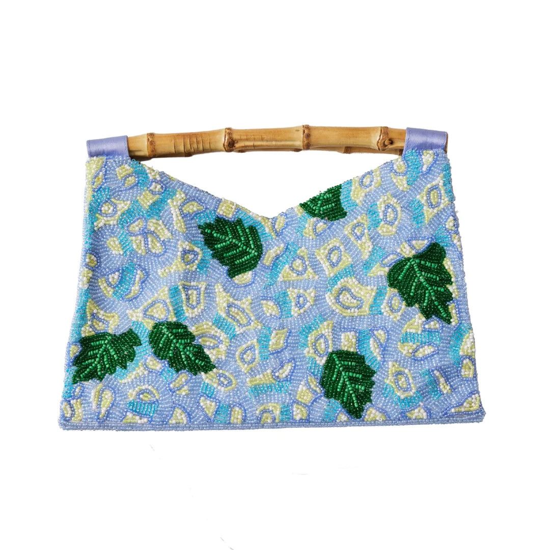 PREORDER: Bamboo Handle Clutch in Blue Hydrangea | Beth Ladd Collections