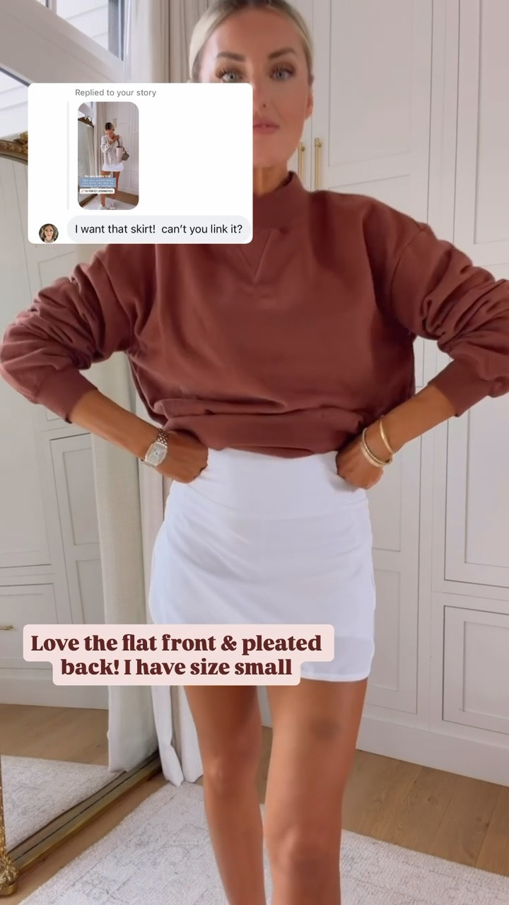 Loving this white active skirt! It has pleats in the back! Wearing size S!

Loverly Grey, Amazon, athleisure, activewear, active skirt, sweatshirt