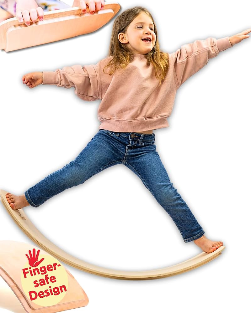 Wooden Balance Board Kids - 37 inch Finger Safe Wobble Board for Kids, Wood Balance Board Toddler... | Amazon (US)