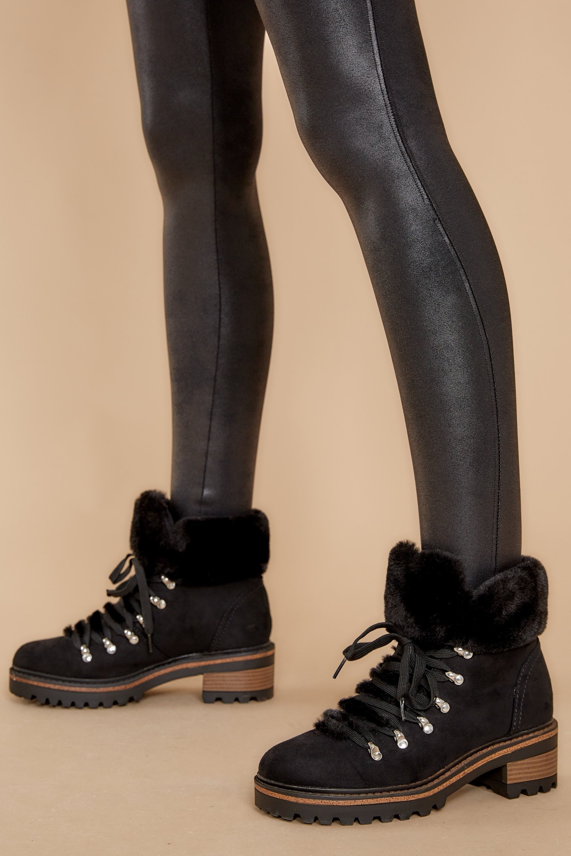 Crushed It Black Vegan Fur Boots | Red Dress 