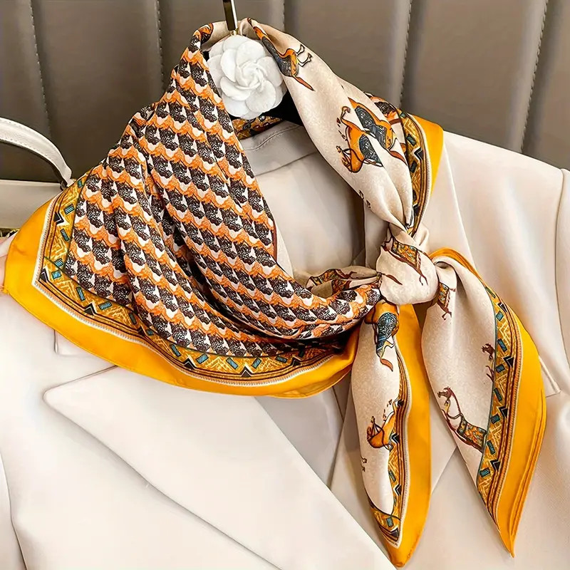 Stylish Horse Printed Square Scarf Leisure Style Thin - Temu | Temu Affiliate Program