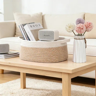 Handmade Woven Storage Basket With Handles, Decorative Organizer Bin For Shelves, Closets, And Home Decor, For Toys, Books, And Gift Baskets | Wayfair North America