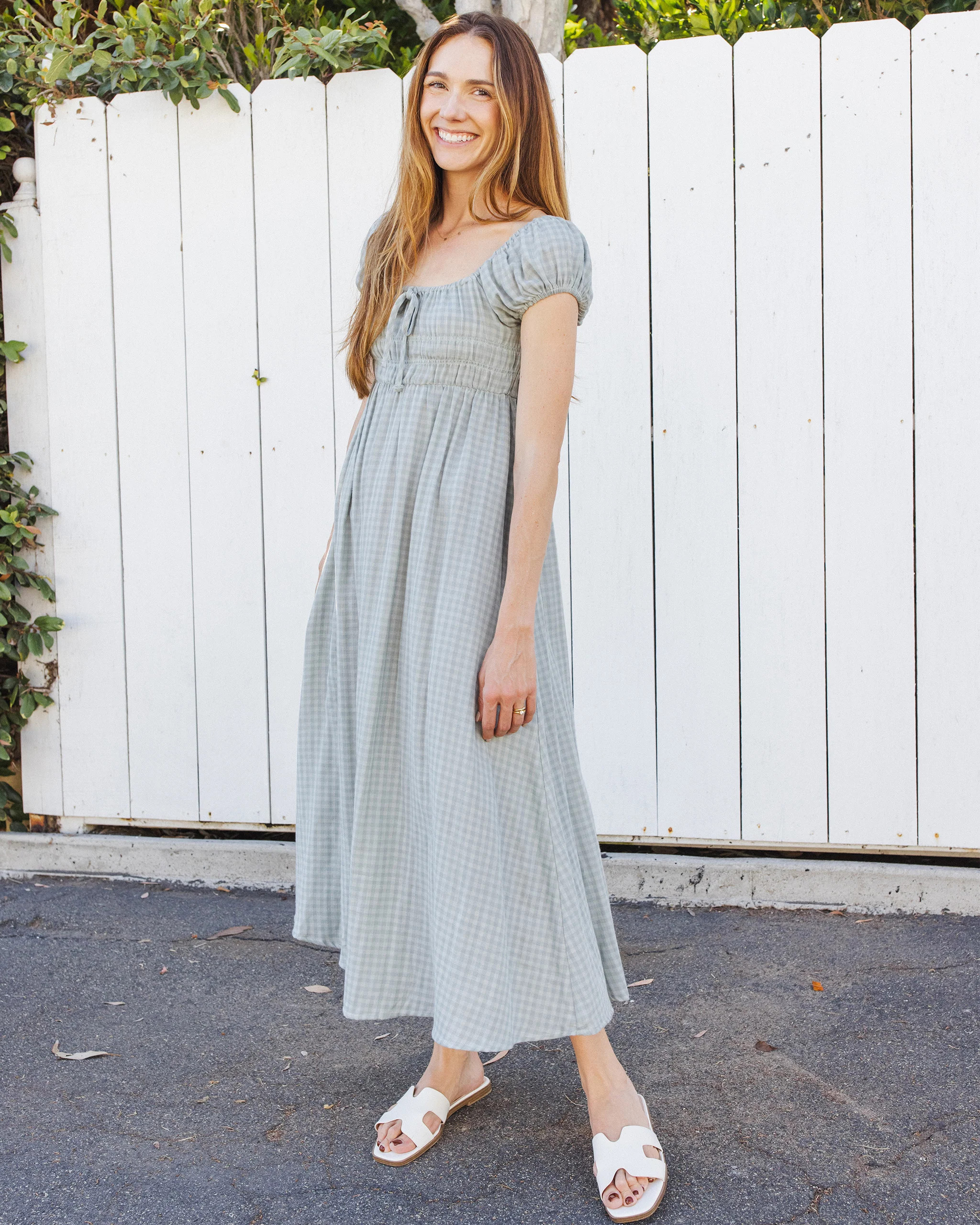 Women's Joya Dress Green Gingham | Rylee + Cru