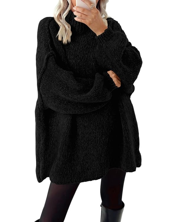BTFBM Women's Long Pullover Sweaters 2024 Fall Winter Mock Neck Long Sleeve Thick Oversized Casua... | Amazon (US)
