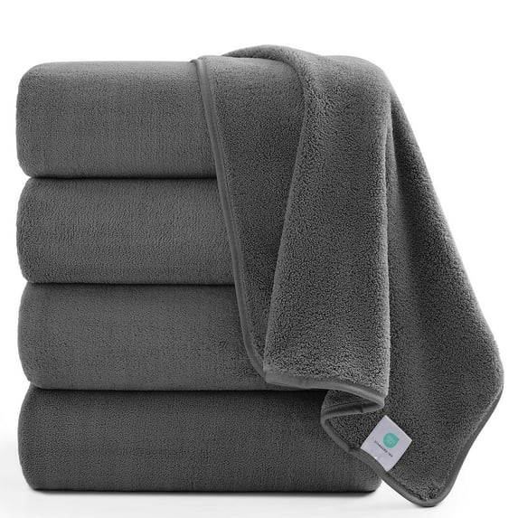 Jessy Home 4 Pack Oversized Bath Sheet Towels 700 GSM Ultra Soft Dark Gray Bath Towel Set | Walmart (US)