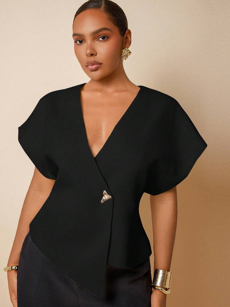 Hauture Elegant Sexy Office Commute Versatile Plus Size Women Top | SHEIN