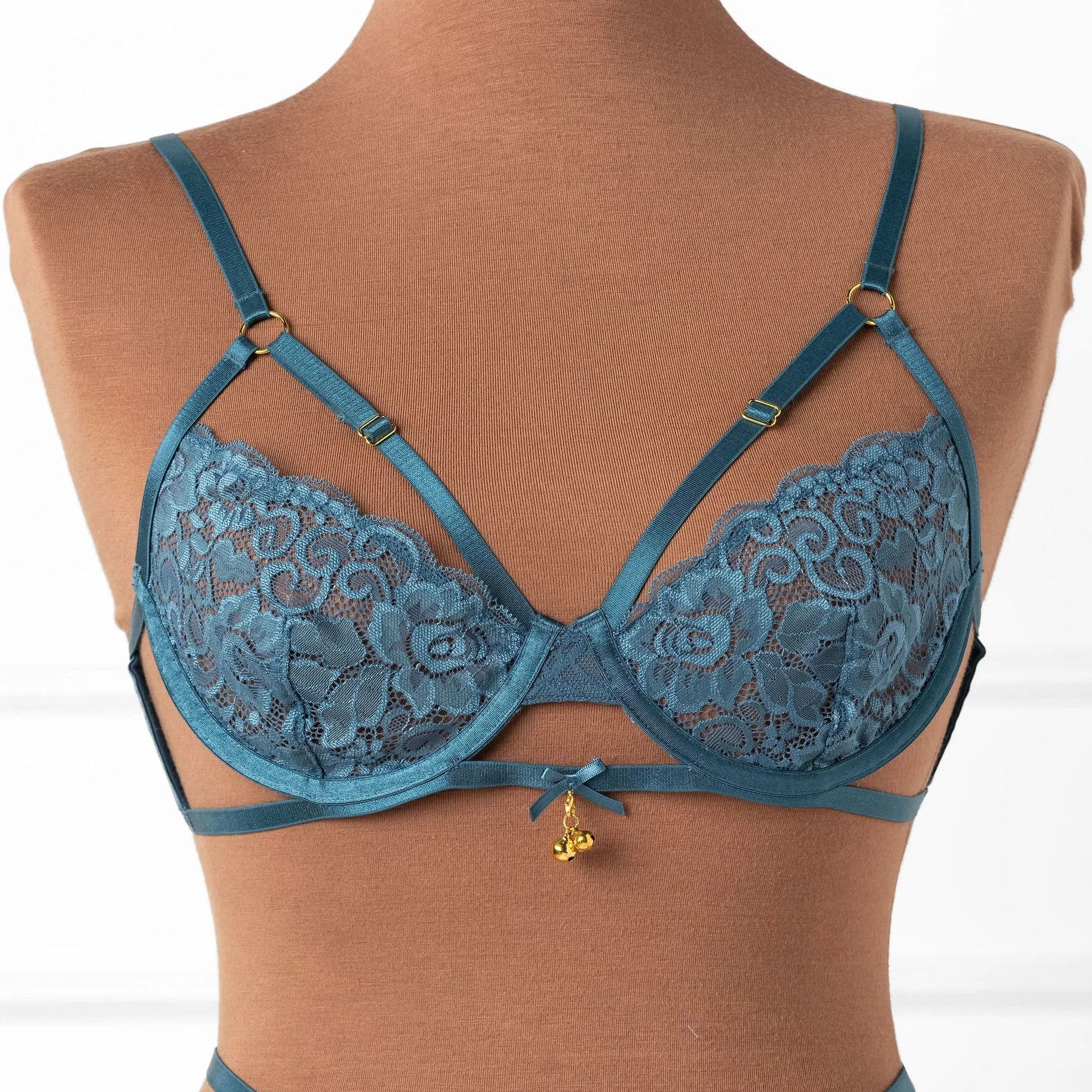 Lacy Underwire Charm Bralette - Retro Blue | Mentionables
