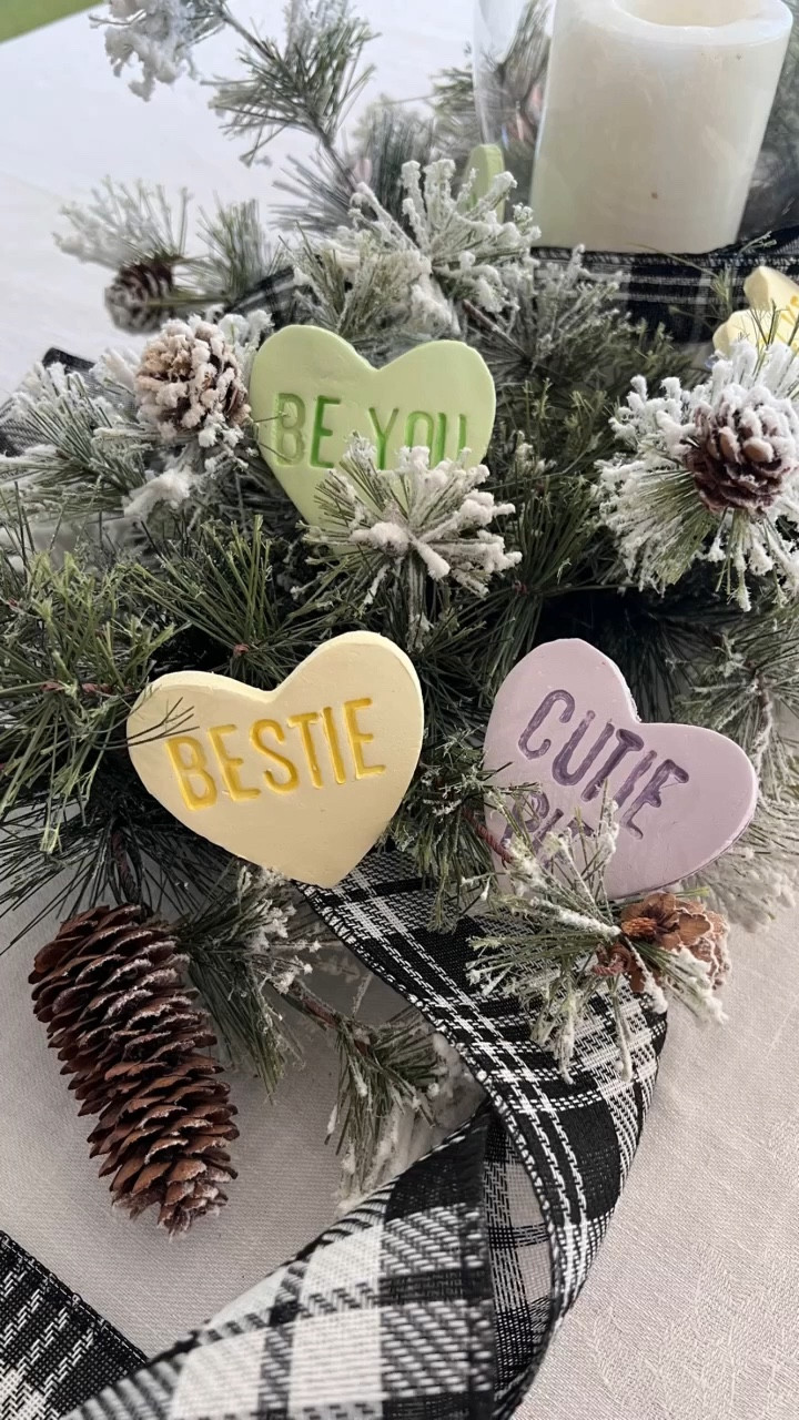 For decor, I'm all about traditional, but with a fun, modern twist!
For Valentine's Day, is there anything more traditional than Conversation Hearts???
I love sweet, fun Valentine's decor over loud hot pink, and shiny sequins and all. That's just me.
I want a nod to love, but in fun, sweet playful ways.
And that's exactly what these Clay Conversation hearts are: Fun! Sweet! Playful!

#valentinesdecor #diyvalentines #conversationhearts #airdryclay 


#LTKhome #LTKSeasonal #LTKparties