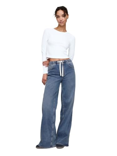 GAP Womens Pull-on Baggy Knit Denim Jean Medium Indigo 21 M | Amazon (US)