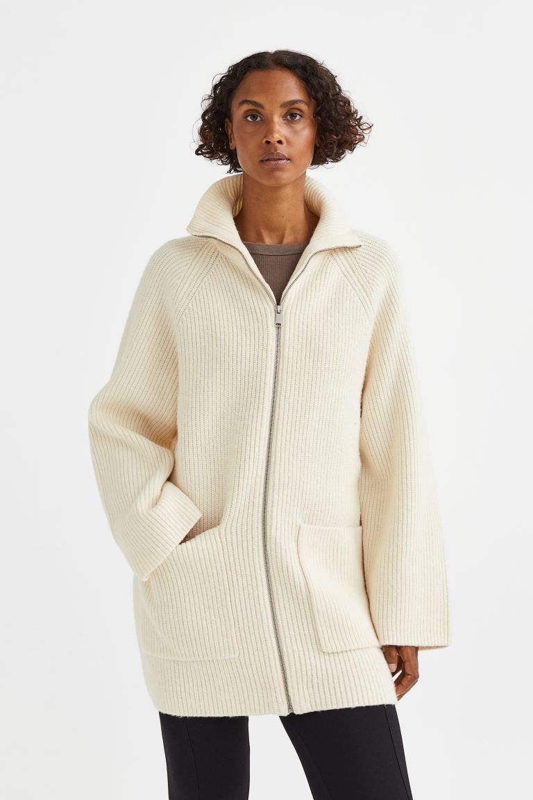 Cardigan with Zipper - Cream - Ladies | H&M US | H&M (US + CA)