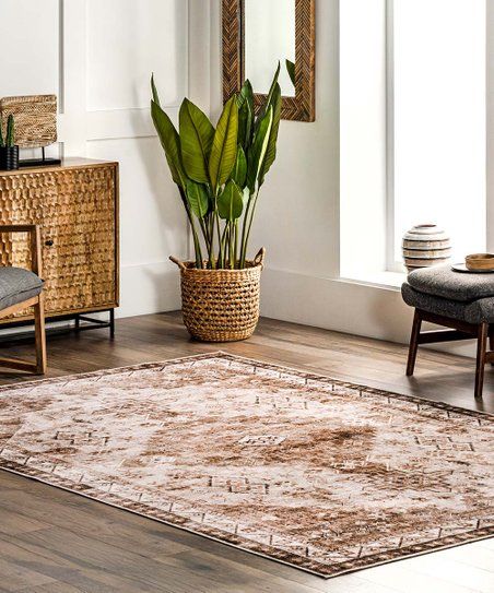 Beige Geometric Medallion Dorota Washable Rug | Zulily