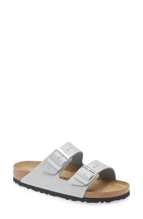Birkenstock Arizona Slide Sandal in Glitter Silver at Nordstrom, Size 9-9.5Us | Nordstrom