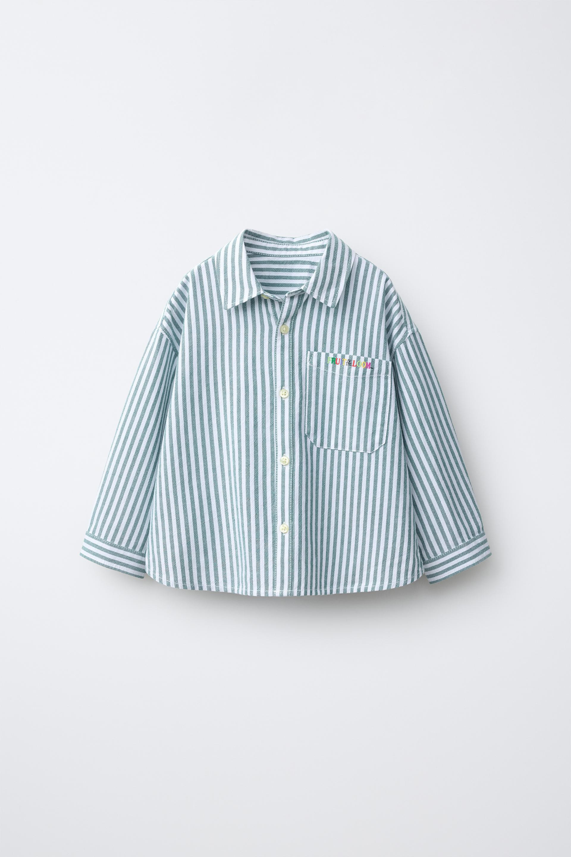 Zara - Fruit Of The Loom™ Embroidered Striped Shirt - Striped - 1½ Years (33,9 Inches) - Kids | Zara US