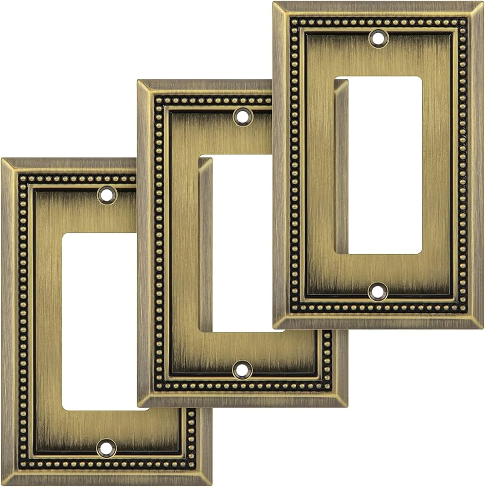 Henne Bery Sunken Pearls Decorative Wall Plate Switch Plate Outlet Cover (Single Decorator, 3PK, ... | Amazon (US)
