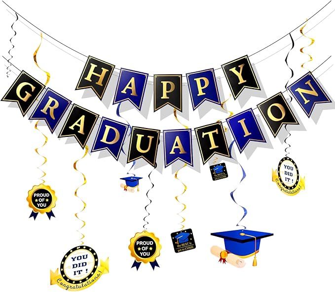 Graduation Party Decorations 2023, Happy Graduation Banner Garland Photo Backdrop Streamer and Bl... | Amazon (US)