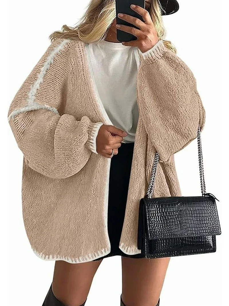 PRETTYGARDEN Womens Oversized Cardigan Sweaters 2025 Fall Long Lantern Sleeve Knit Open Front Lig... | Walmart (US)