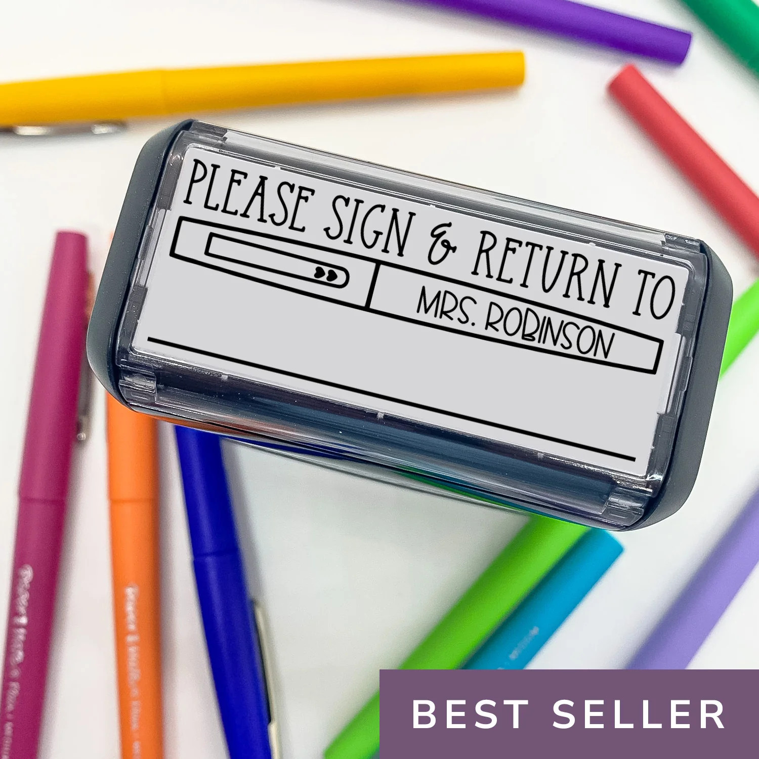 Sign & Return Flair Pen Teacher Stamp - Boutique Stamps & Gifts | Boutique Stamps & Gifts