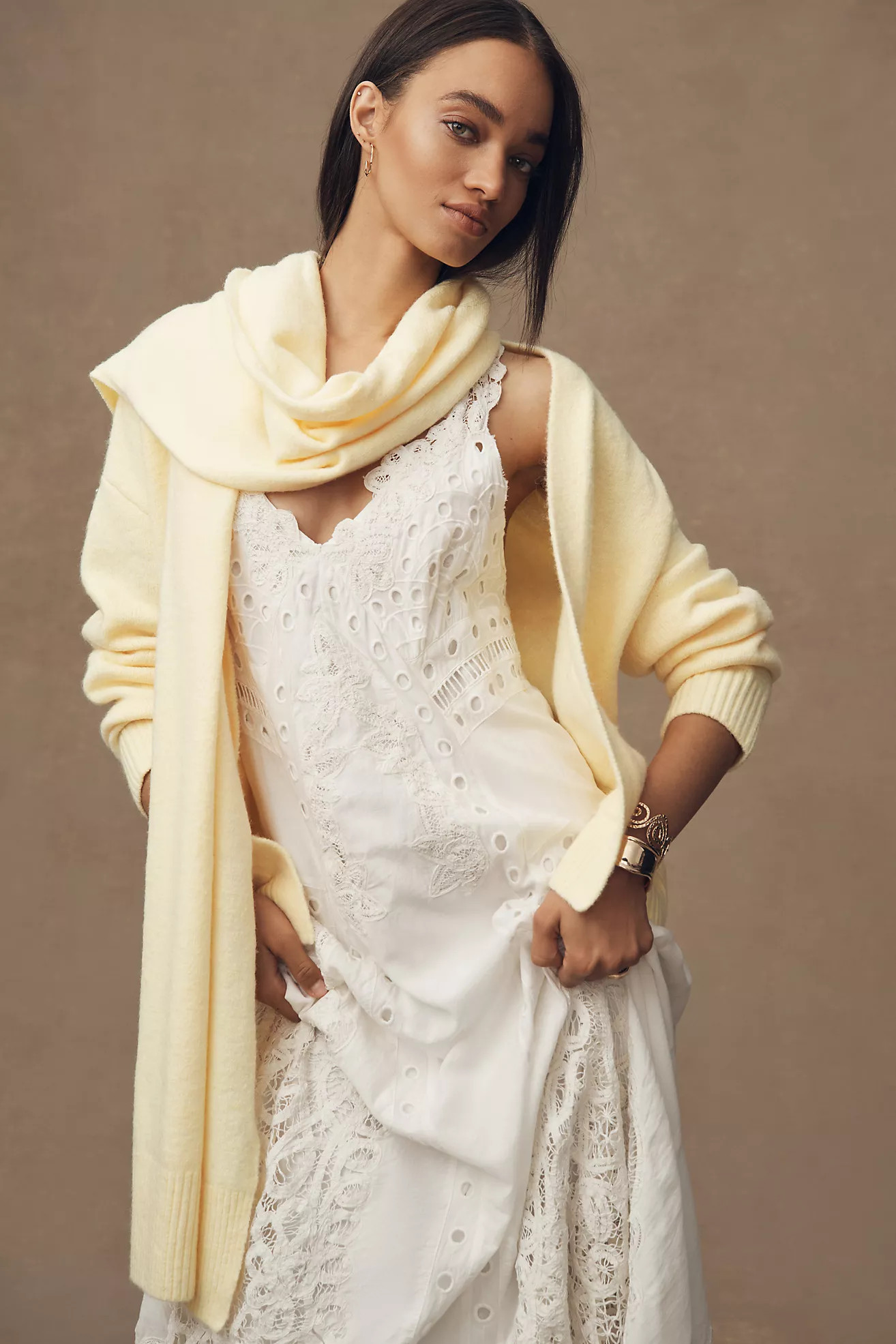 By Anthropologie Scarf Twofer Cardigan Sweater | Anthropologie (US)